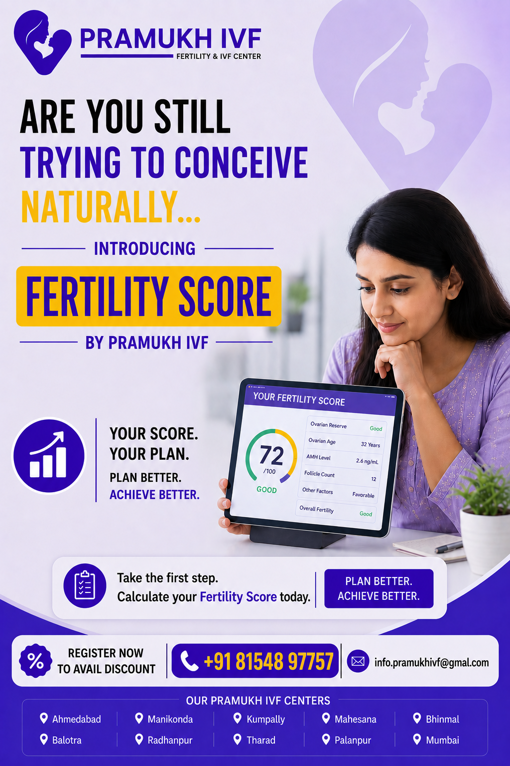 Introducing Fertility Score by Pramukh IVF — calculate your fertility score for free